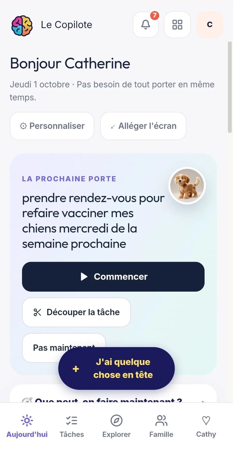 Accueil réel du Copilote TDAH