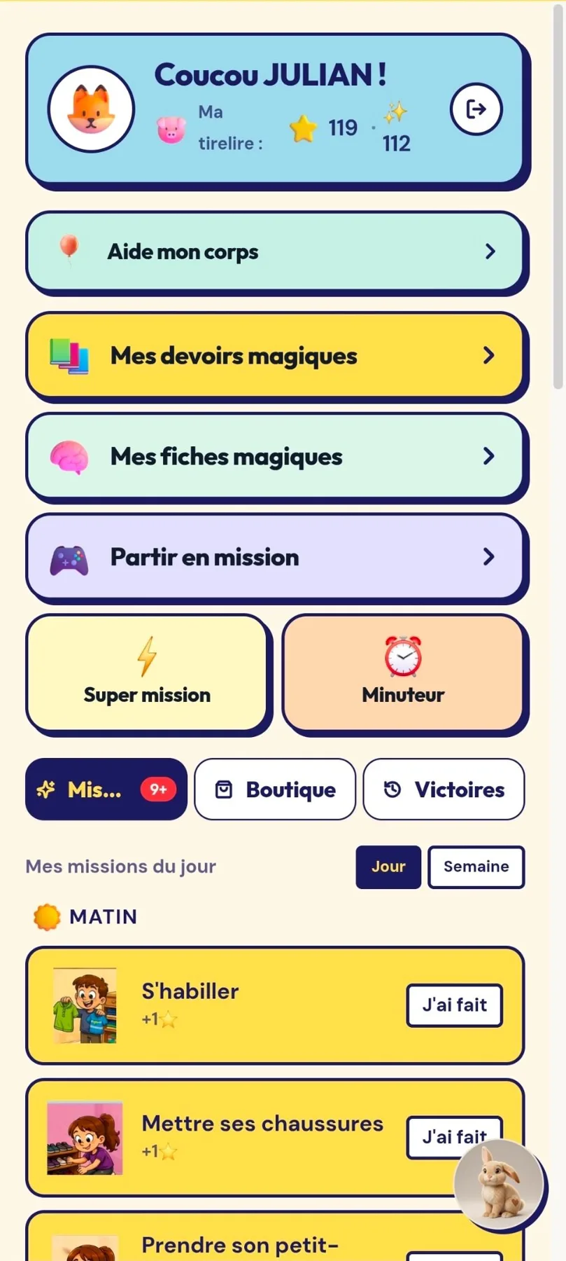 Interface enfant du Copilote